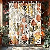 KAIRA Boho Watercolor Floral Shower Curtain, 72x72 Colorful Botanical Bathroom Decor, Waterproof Polyester Fabric with 12 Hooks