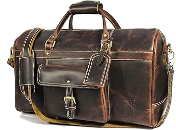 aaron leather travel duffel bag