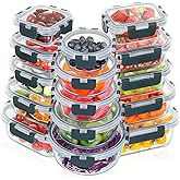 VERONES 30 Pieces Glass Meal Prep Containers Set, Stackable Glass Food Storage Containers with Lids-Airtight Lunch Containers,for Microwave, Oven, Freezer & Dishwasher,Grey