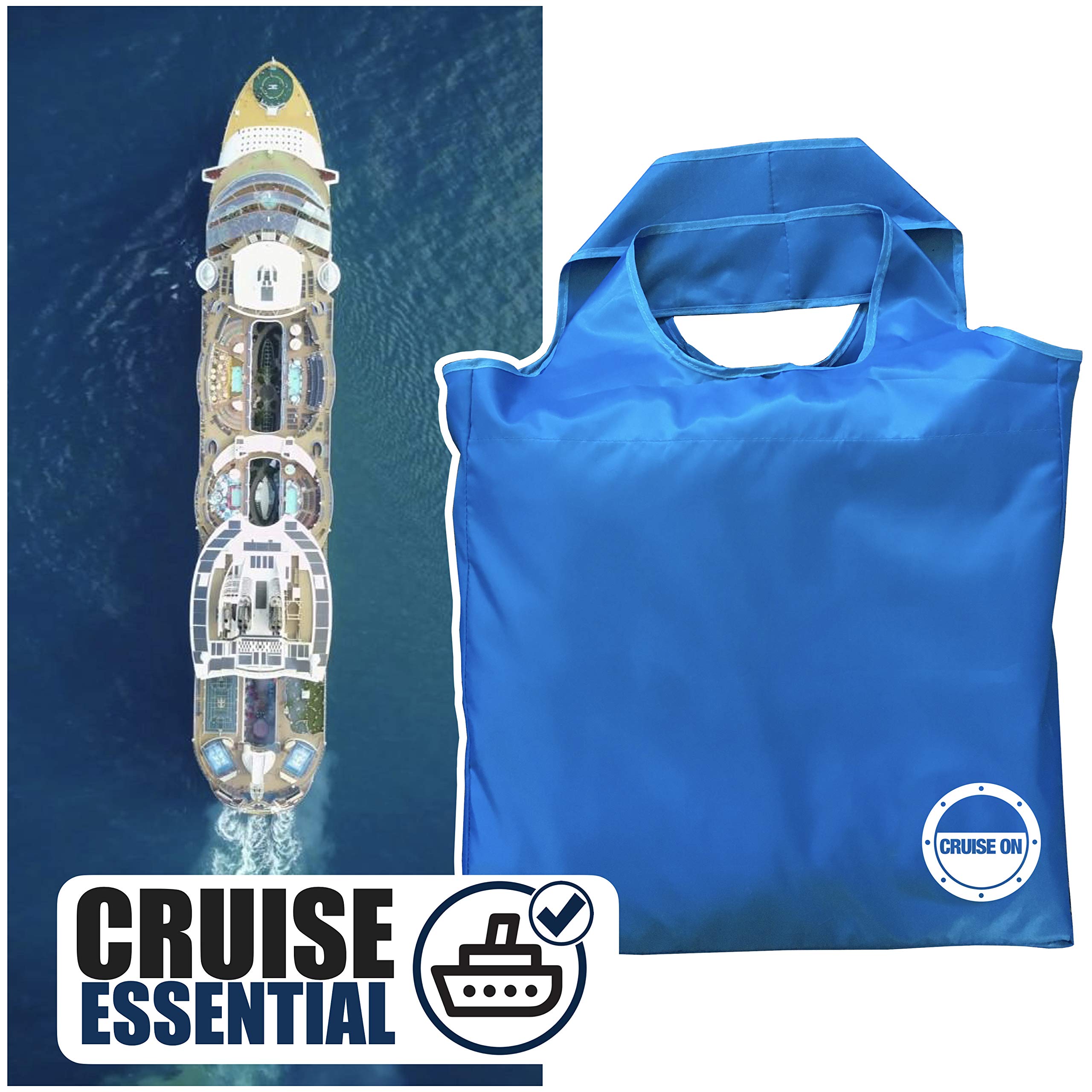 Cruise On Collapsible Travel Tote Bag, Large, Lightweight, Waterproof Nylon for Cruise, Beach, Shopping & Travel, Foldable & Packable into Small Pouch, Durable Carryall for Women & Men