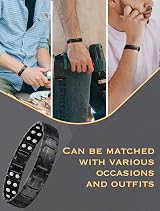 Jeracol Magnetic Bracelet Men Titanium Steel Double Row 44 Magnets Gift Box view 3