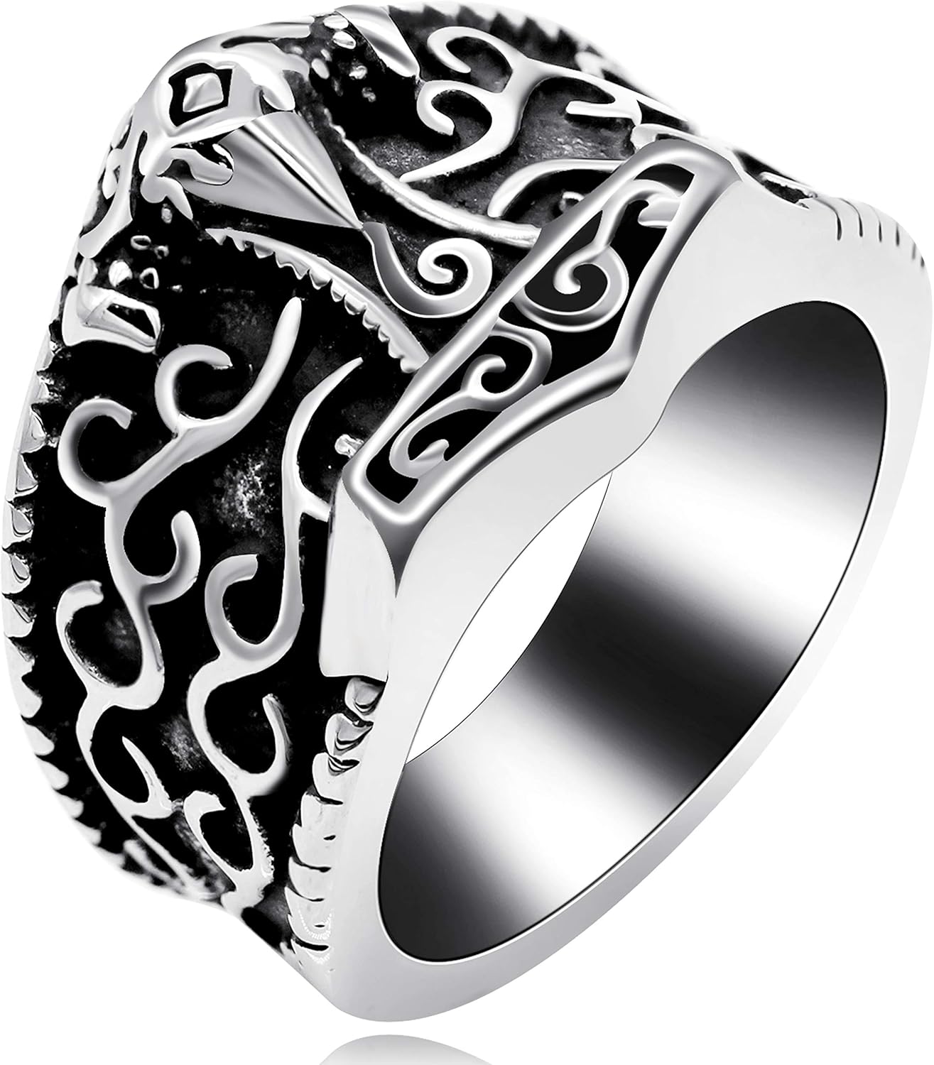 Taffstyle Anello da uomo in acciaio inox con teschio