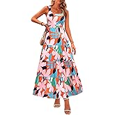 PRETTYGARDEN Women's 2026 Summer Floral Maxi Dress Sleeveless Smocked Ruffle Long Flowy Beach Vacation Boho Sundresses