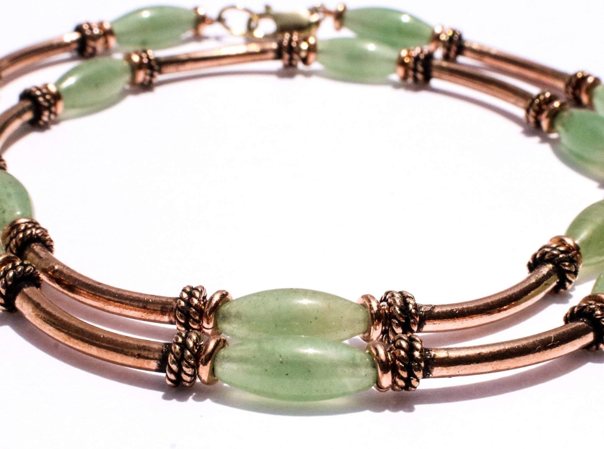 Copper Necklace with Green Stones 7th Year Anniversary Gifts for Her by Simple Graces Jewelry