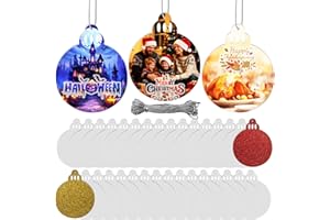 AOUXSEEM 32 Pcs Christmas Tree Pendant Sublimation Blank Bundles,PVC&Glitter Heat Transfer Material Matte Photo Effect,Customized DIY Halloween Thanksgiving Festival Hanging Ornament Project,3'' x 3.5''