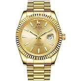 BUREI Mens Watches Luxury Stainless Steel Analog Quartz Waterproof Wristwatch Sapphire Crystal Dial with Calendar Display,Gift for Men