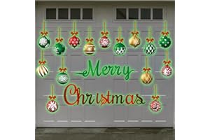 FUNNYPARS 36 Pcs Christmas Garage Door Magnets Decorations, Glow in The Dark Xmas Ball Garage Door Decorations, Merry Christmas Magnets for Refrigerator Fridge Kitchen Car Indoor Outdoor Decor, Red Green Gold