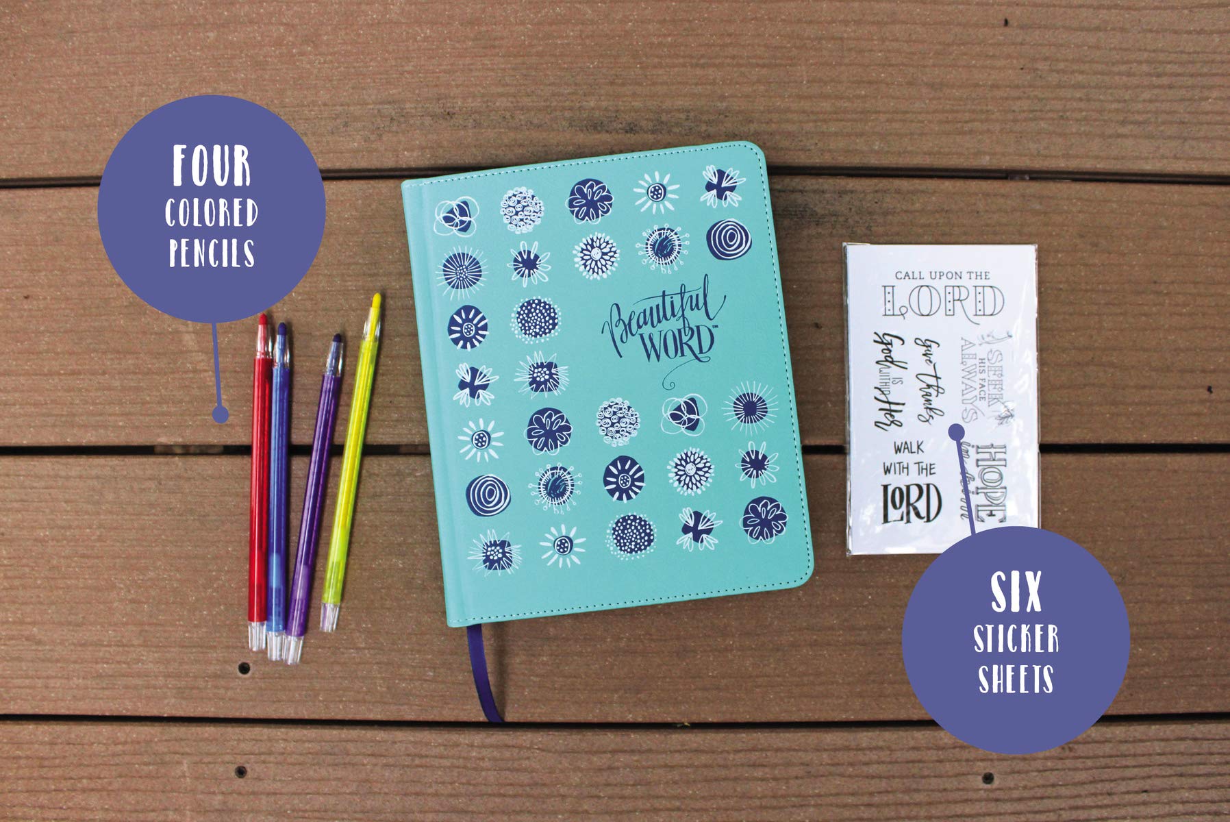 NIV, Beautiful Word Coloring Bible for Girls Pencil/Sticker Gift Set, Updated, Leathersoft over Board, Teal, Comfort Print: 600+ Verses to Color NIV, Beautiful Word Coloring Bible for Girls Pencil/Sticker Gift Set, Updated, Leathersoft over Board, Teal, Comfort Print: 600+ Verses to Color Hardcover