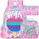 CCJPX 3PCS Backpack for Girls, 16”Kids Water Resistant Elementary Preschool Kindergarten School Bookbag with Lunch Box - Pink