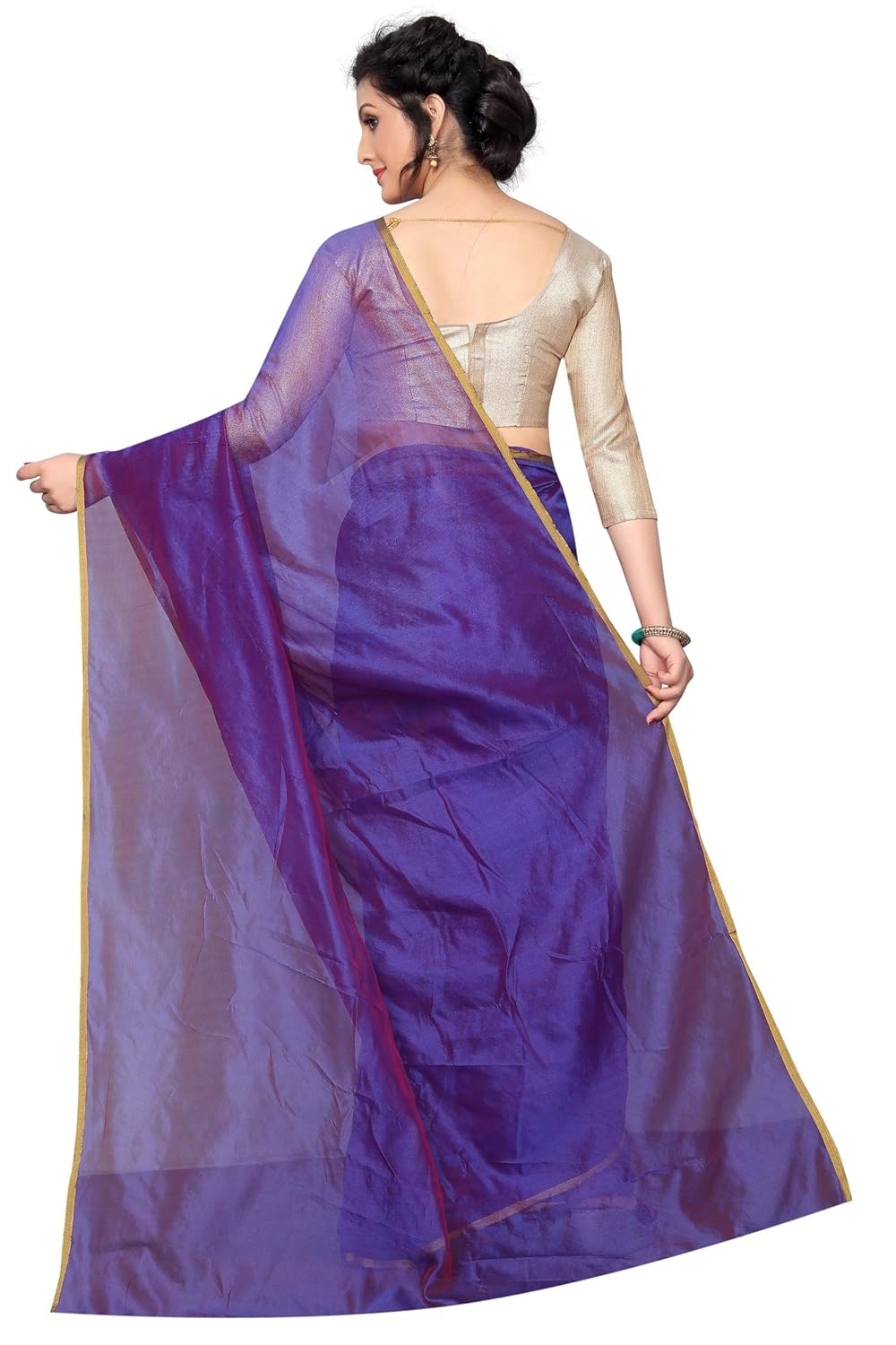 perfectblue women's linen saree with blouse piece (silkivariation)