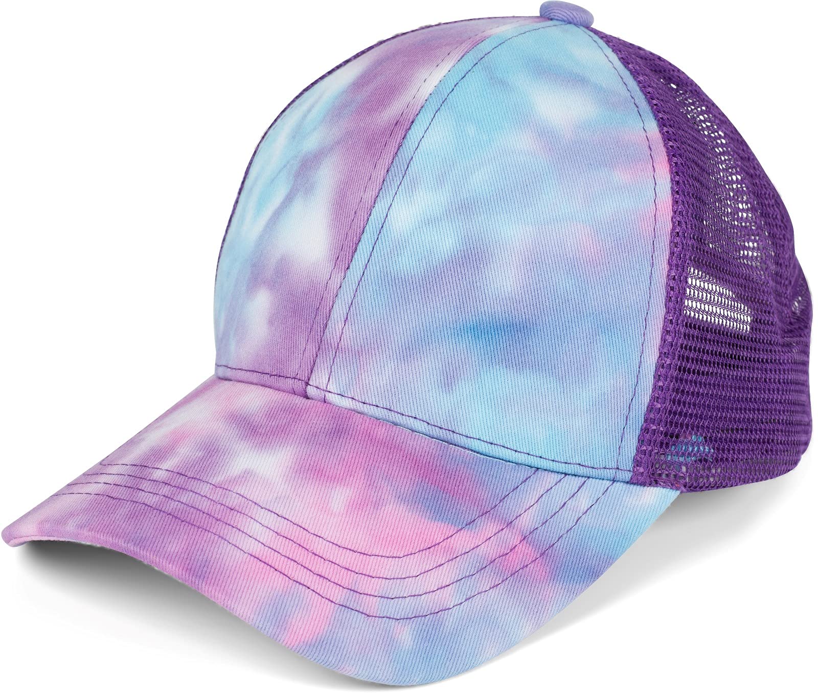 styleBREAKER Ladies Ponytail Baseball Cap in Batik Look with Mesh Insert, Basecap, Hook-and-Loop Fastener Adjustable 04023081, Colour:Turquoise-Violet