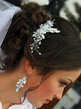 Kercisbeauty Luxueux Strass Bleu Aqua Peigne A Cheveux Strass Perles De Mariage Cheveux Mariage Cheveux Feuille Cheveux Mariage Accessoires Cheveux Amazon Fr Beaute Et Parfum