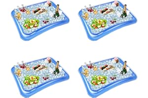 ETISTTA 4-Pack Inflatable Ice Serving Bar Coolers for Parties, Salad BBQ Picnic Ice Food Drinks Buffet Server Tray for Indoor Outdoor Party