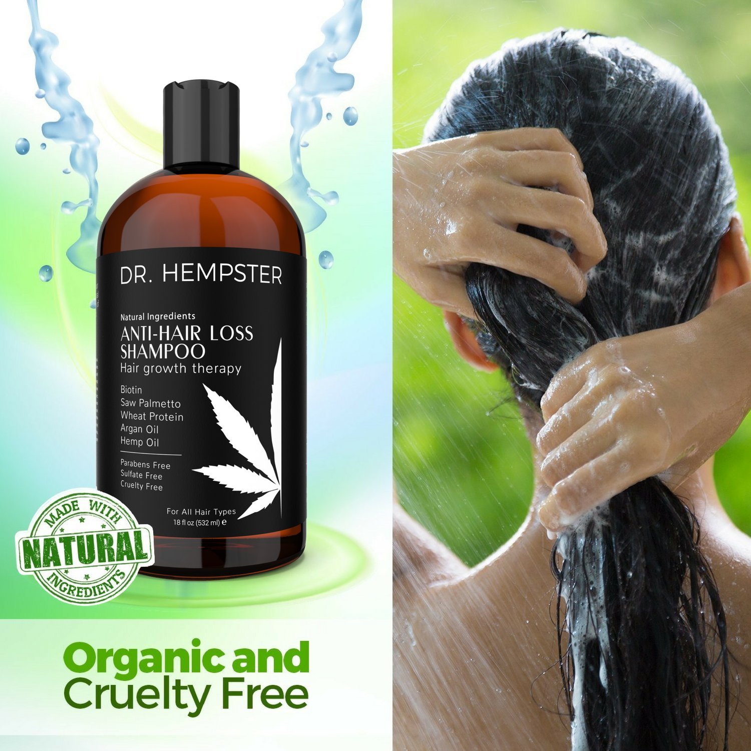 Hair Loss and Biotin Shampoo - Thickens & Enriches Thinning Hair for Men & Women - Potent Natural Organic Ingredients - No Parabens or Sulphates - Vegan, All Hair Types 18 fl Oz (Shampoo): Beauty