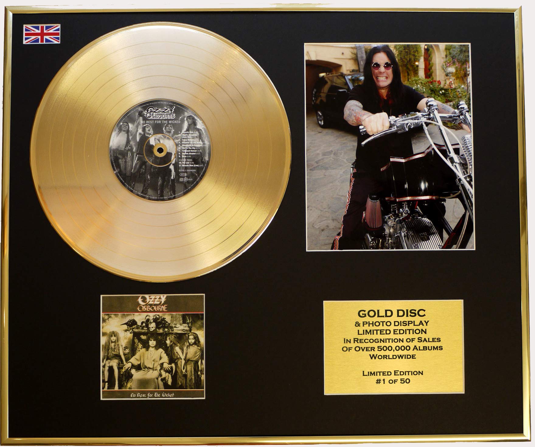 OZZY OSBOURNE/CD GOLD DISC/RECORD & PHOTO DISPLAY/LTD. EDITION/COA/NO REST FOR THE WICKED
