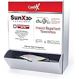 CoreTex Sun X 30+ & Bug X 30 Combo Pack - Includes 50 Total Packets in Wallmount Box - 25 Lotion Pouches & 25 Insect Repellent Towelettes