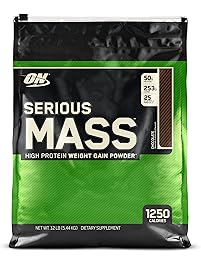 OPTIMUM NUTRITION Serious Mass Weight Gainer Protein Powder, Chocolate, 12 Pound