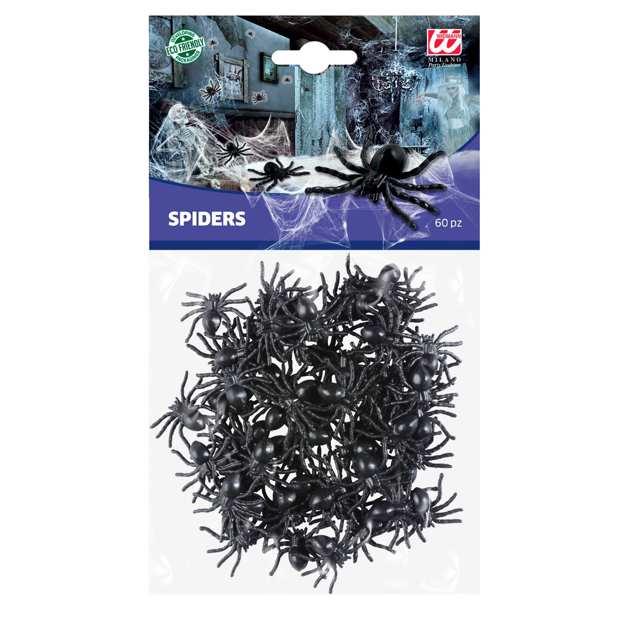 Set of 60 Spiders Accessory for Halloween Fancy Dress