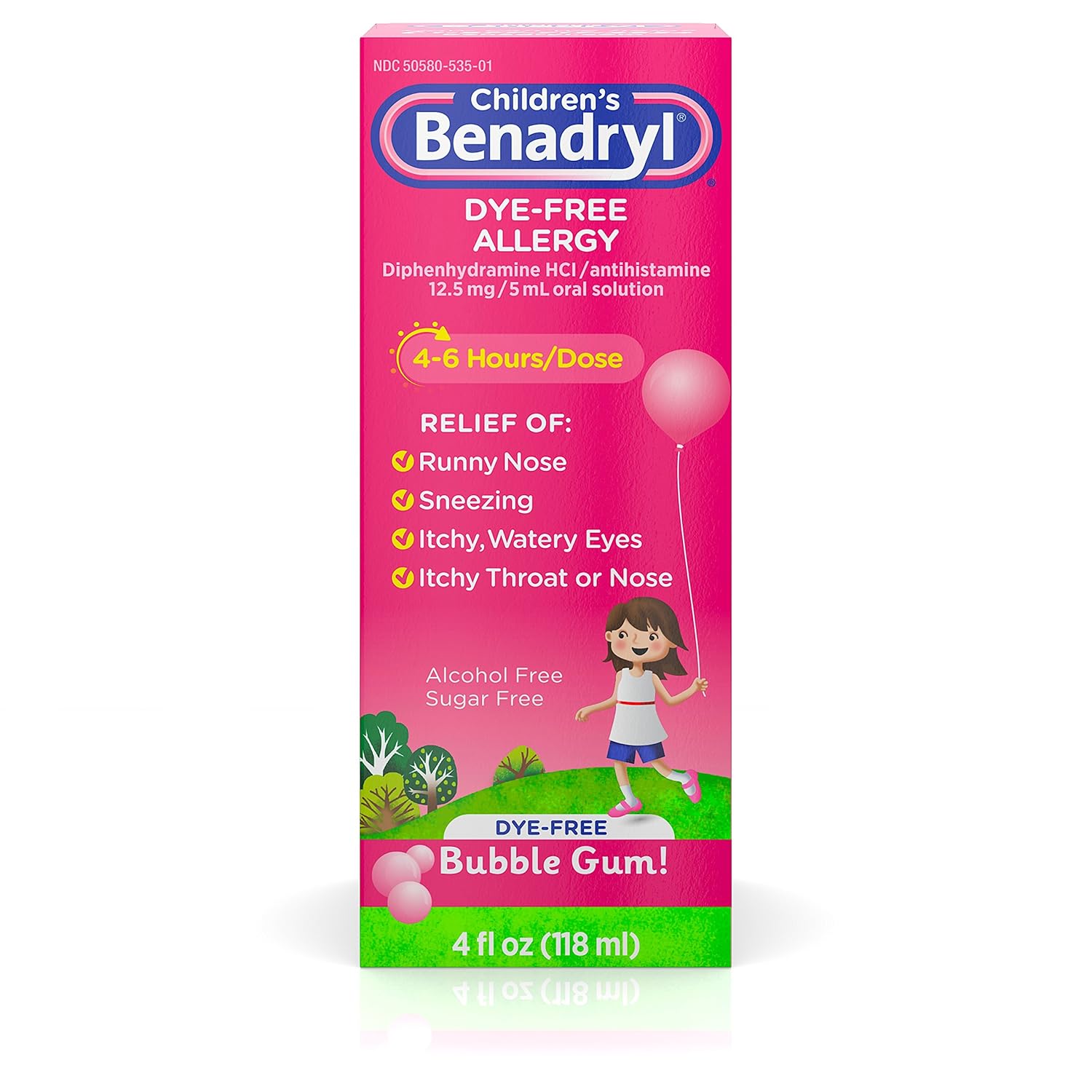 Benadryl Children DyeFree Allergy Liquid Diphenhydramine HCl Bubble