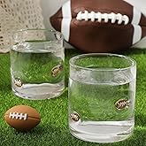 JarThenaAMCS 2Pcs Football Icon Juice Glass 14 Oz Wine Glass Rugby Stemless Cocktail Drinking Cups for Home Sport Themed Party Favors Supplies