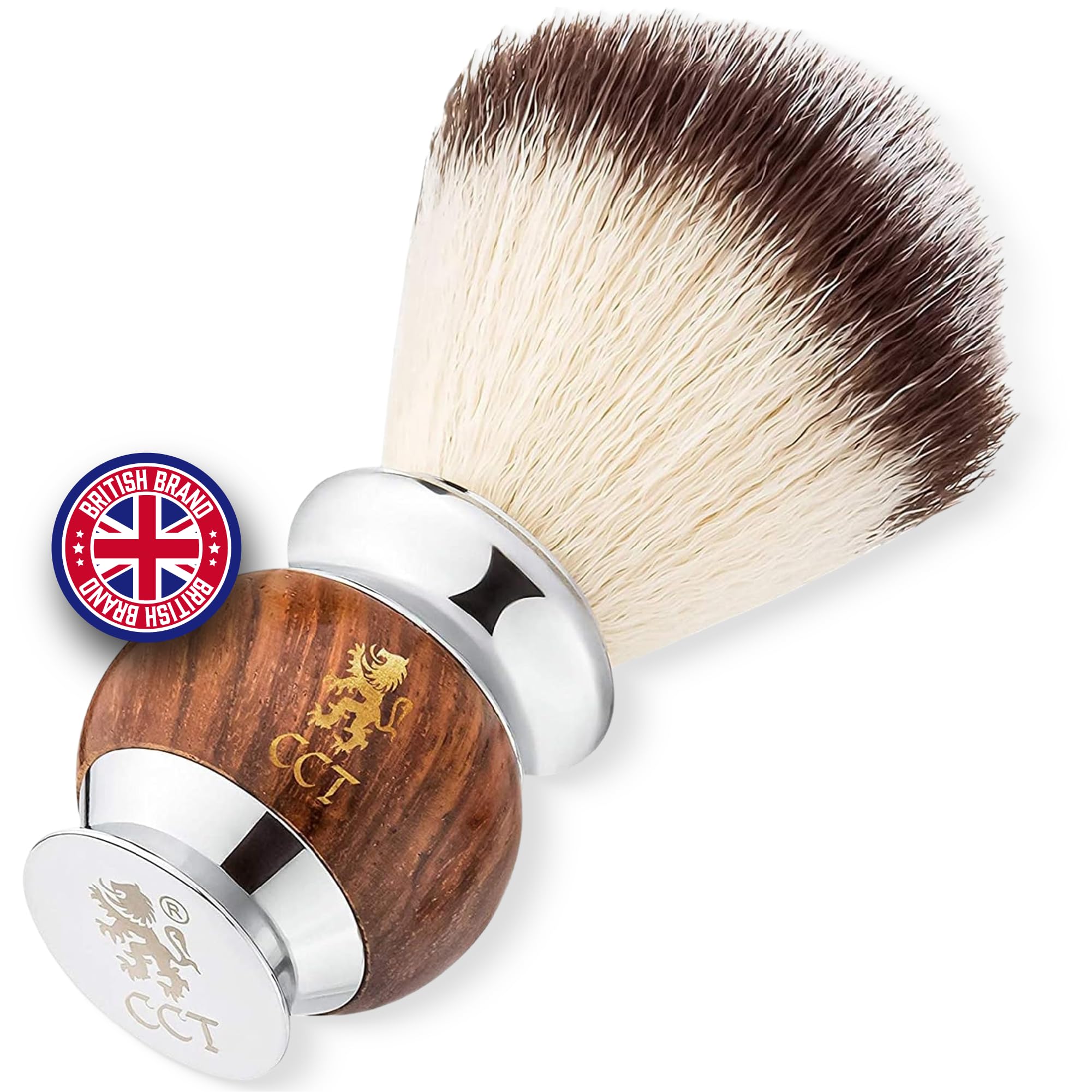 Shaving Brush The Cambridge Cut Throat® Luxury Missanda Hardwood and Stainless Steel Men's Brush for Soap, Foam or Cream with Premium Synthetic Silvertip Vegan Friendly Badger Bristles