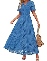 ZESICA Women's 2025 Summer Short Sleeve Maxi Dress