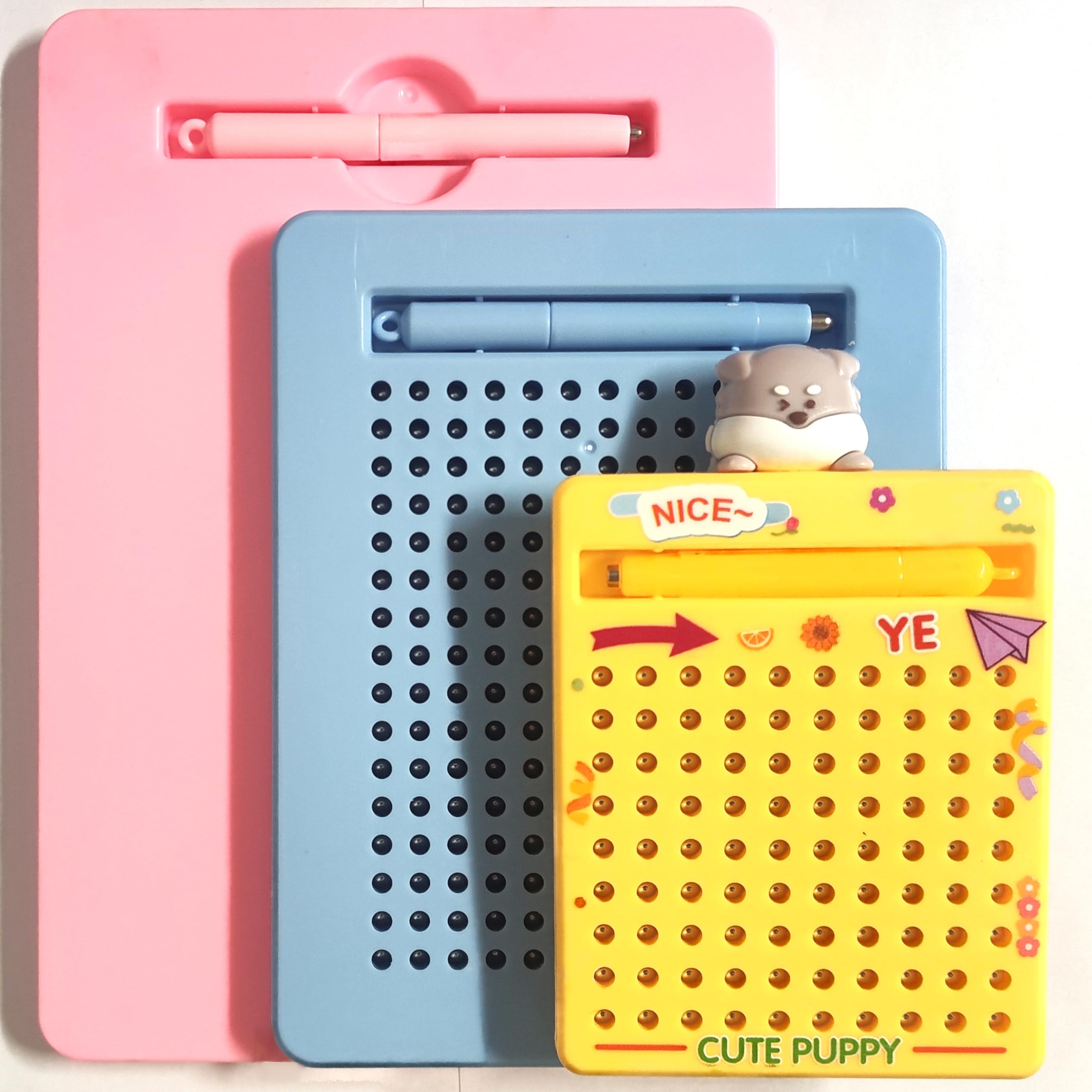 LUSTERMOON 3 Pcs Multi - Size Magnetic Drawing Board with Magnet Stylus Pen and Beads, Toddler Doodle & Sketch Toys for Girls & Boys, Travel & Car Ride Activities