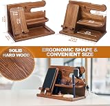 Teslyar Wood Phone Docking Station ash bedside organiser with key wallet stand view 7