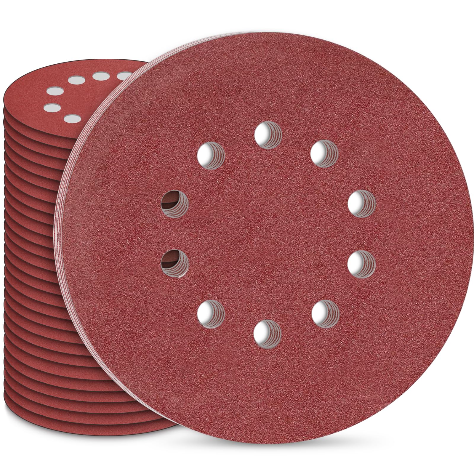 STEBRUAM 225mm Sanding Discs 30Pcs 10 Hole Hook & Loop Sanding Pads, Grit 120 for Drywall & Orbital Sanders