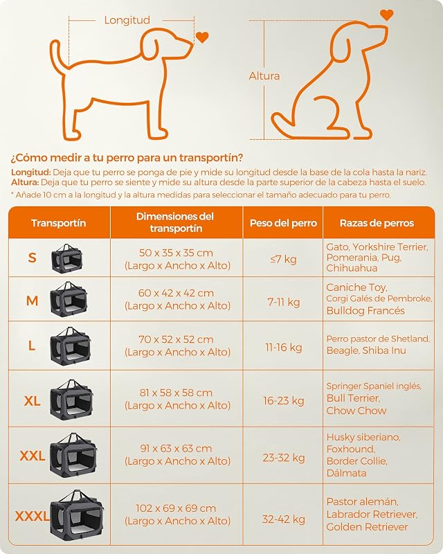 Transportadora para cães, dobrável, tecido Oxford, tamanho L