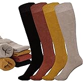 YKYUASD 4 Pairs Women's Winter Warm Knee High Socks Extra Cotton Thermal Boot Stockings for Ski Cold Weather