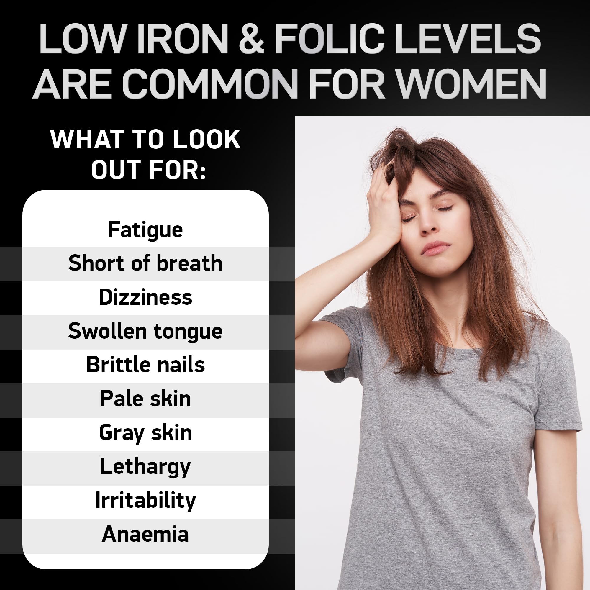 BIOACTIVE LABS Liquid Collagen with Ashwagandha and Vegan Iron Supplements with Folic Acid Female Health Support Bundle