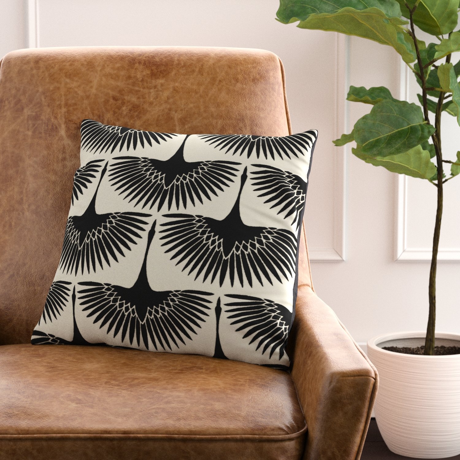 Amazon Brand Rivet Modern Velvet Geese Silhouette Decorative Throw