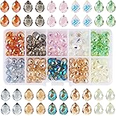 Beadthoven 130pcs Crystal Teardrop Glass Beads Faceted Transparent Water Drop Glass Beads Colorful Top Drilled Drop Chandelier Charms for Jewelry Making Earrings Necklaces Bracelets DIY