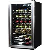 Avanti WC34N2P Wine Cooler Freestanding Single Zone with Temperature Control Holds Up to 34 Bottles, Stainless Steel Construction with Glass Door, Black on Fridge.com