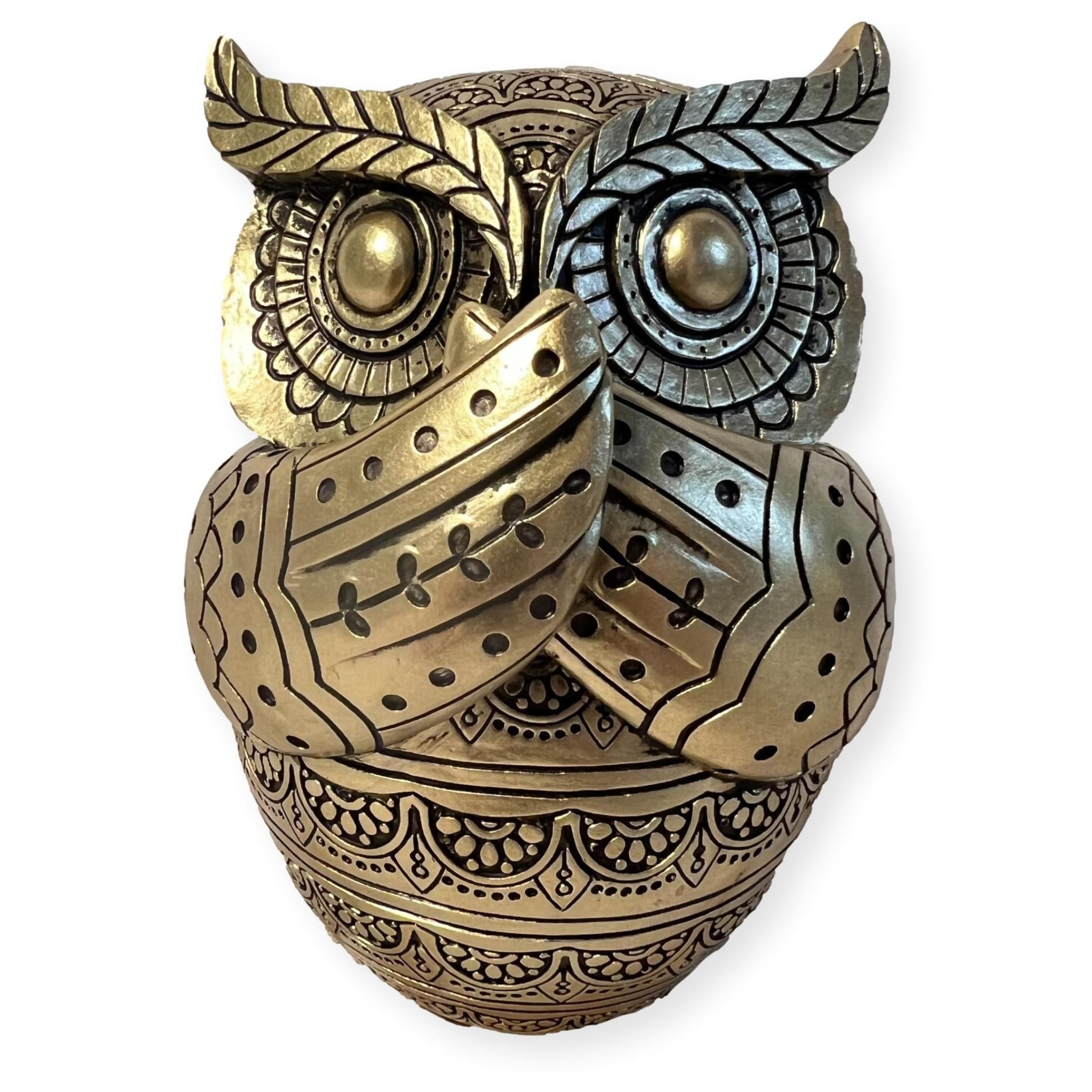 Thorness Gold-Colored 13 cm Golden Owl Figurine - Ornament in Brilliant Gold Hue - Perfect for Home Décor
