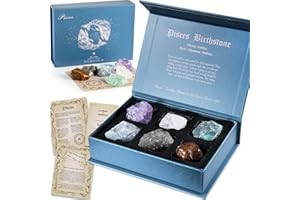 Faivykyd Pisces Birthday Gifts for Women, Zodiac Sign Stones to Complement The Birthstone, Natural Healing Crystals with Horoscope Box Set, Astrology Gifts Ideas for Sister Mom Girlfriend Friend Men