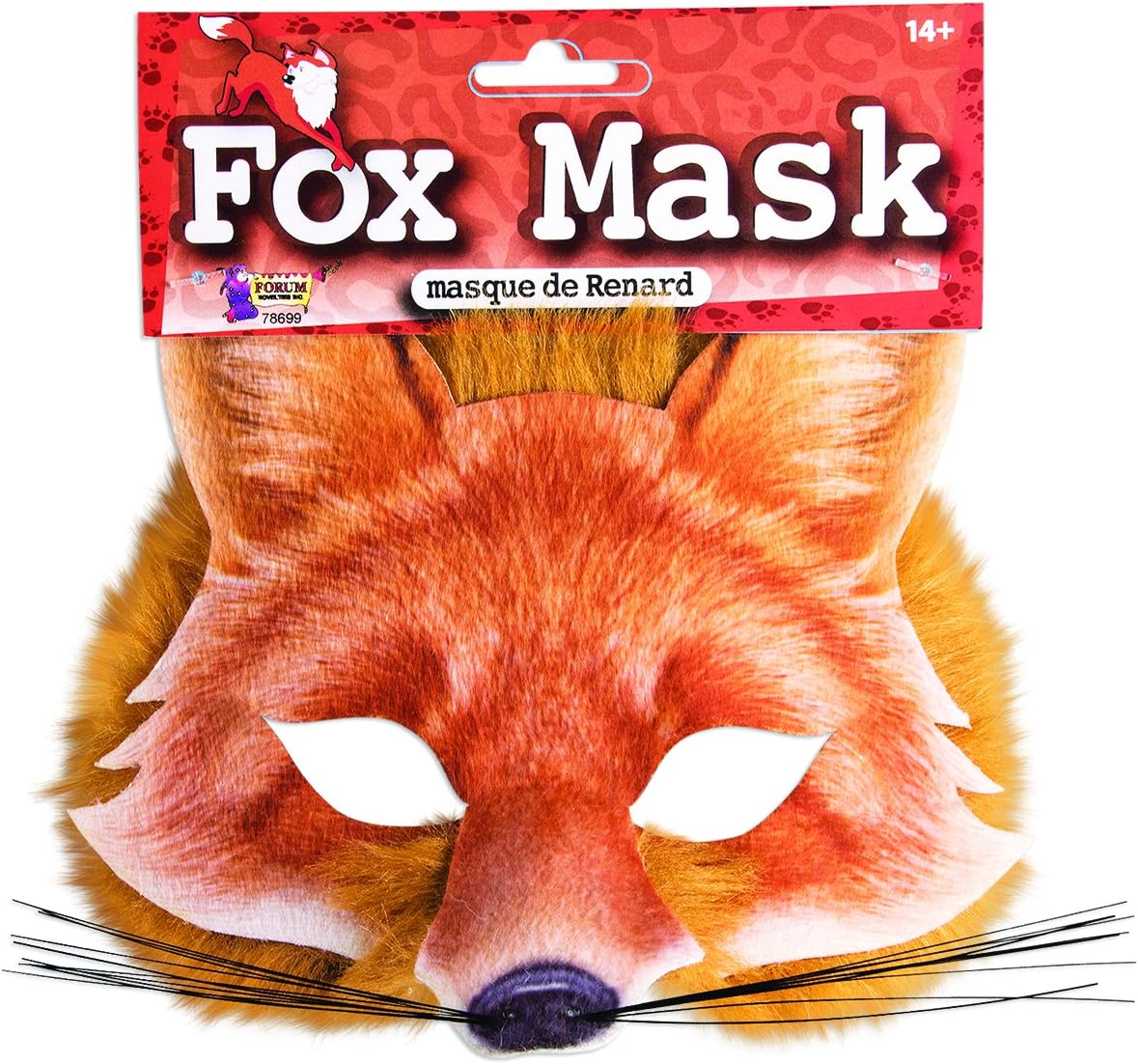 Brown Plastic & Card Fox Face Mask with Realistic Fur (1 pc) - Perfect for Cosplay Theatrical Performances, & Themed Parties Halloween