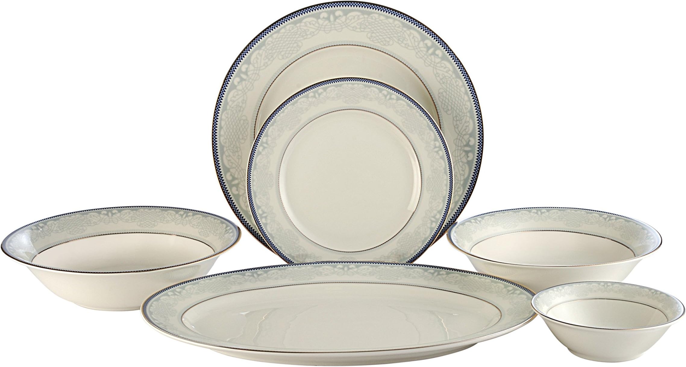 Hitkari Porcelain 15205 Dinner Set 21 Pcs.|Dinner Set for 6|Material: Porcelain|Luxury dinnerware with Pure Platinum Lining |for Home & Kitchen|White, Large