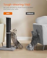 Feandrea Cat Scratching Post 85 cm Tall Sisal Post with Built-in Bell Ink Black view 4