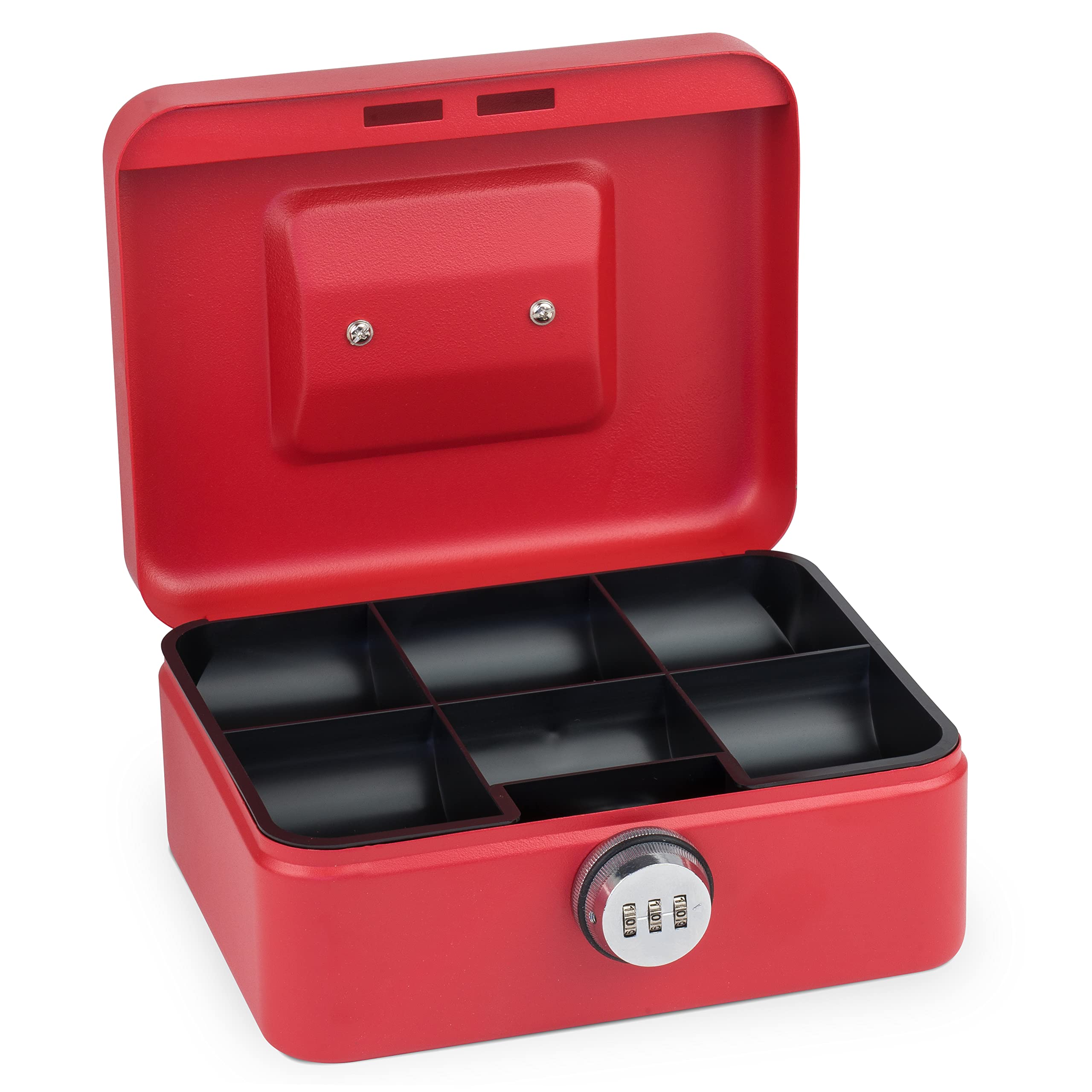Sax Cash Box with Combination Lock, Extra Strong Lock, 20 x 16 x 9 cm, Medium, Red, 0-822-13 — image 1