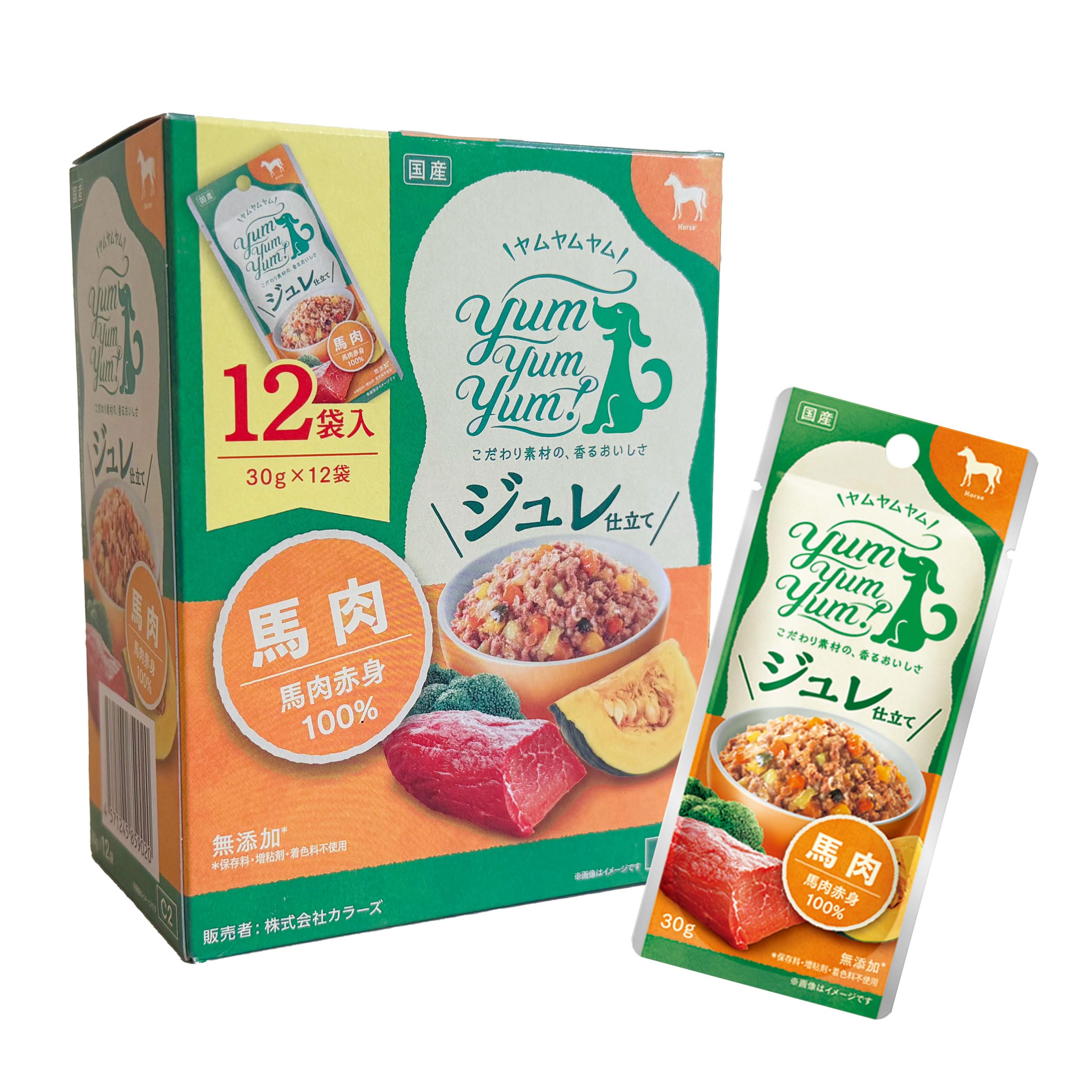 yum yum yum! ヤムヤムヤム ドッグフード ウェット ジュレ仕立て 馬肉 30g × 12袋 まとめ買い [ 小型犬 中型犬 大型犬 全年齢 ] 国産 無添加商品画像