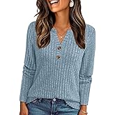 AUTOMET Women's Long Sleeve Henley Shirts Fall Lightweight Sweaters Dressy Casual Tunic Tops Fashion Clothes 2026