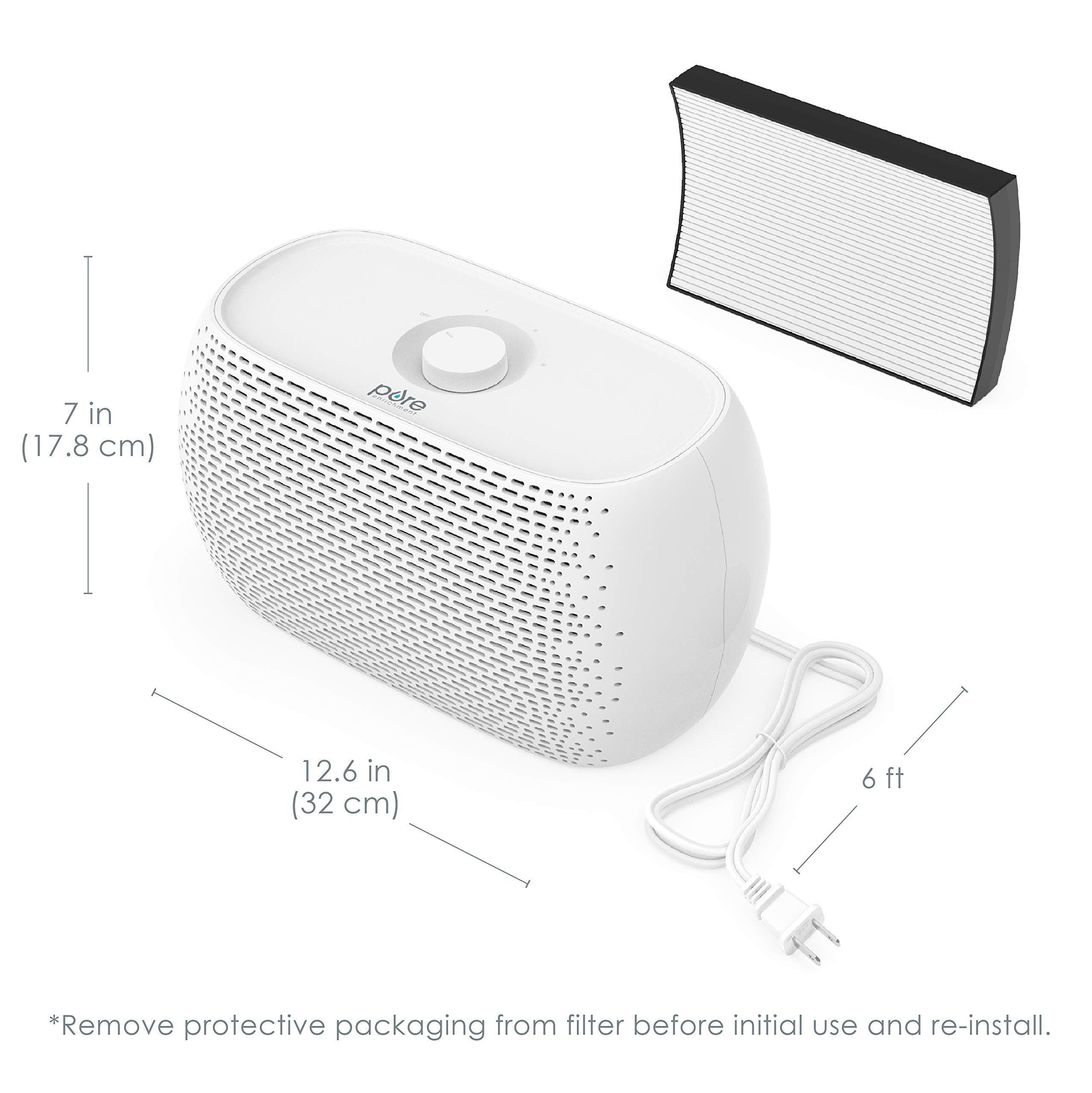 Pure Enrichment PureZone Breeze Tabletop 2-in-1 Air Purifier - True HEPA Filter Cleans Air, Helps Alleviate Allergies, Removes Pet Hair, & Smoke - Ideal for Home, Bedroom, & Office Desktop Surfaces