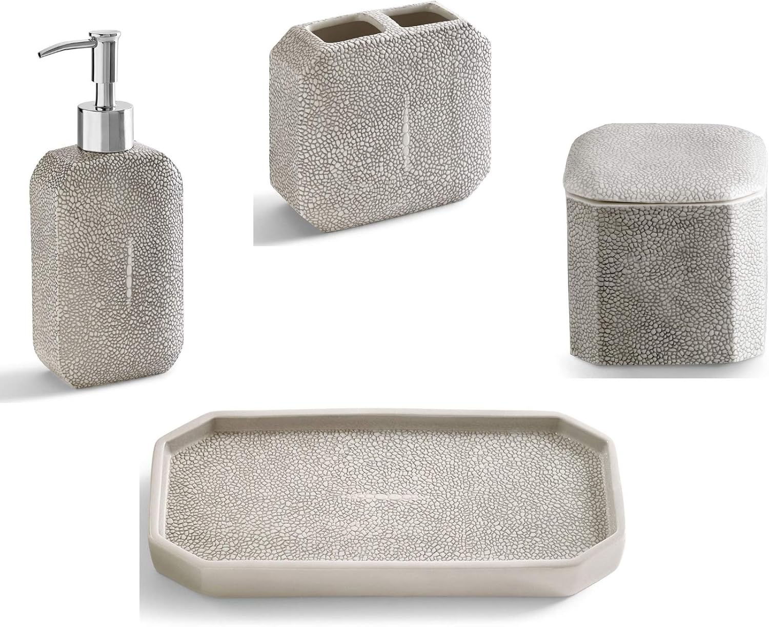Kassatex 4Piece Bath Accessory Set, Shagreen Bath