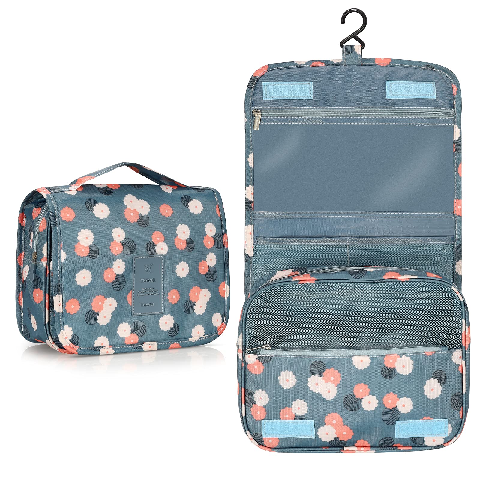 Travel Toiletry Bag,Travel Hanging Toiletry Wash Bag,Makeup Cosmetic Organizer for Women Waterproof,Portable Comestic Organiser (Blue)