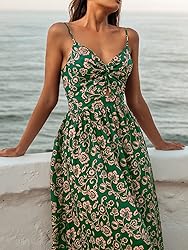 CUPSHE Women's Floral Print V Neck Sleeveless Long