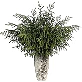Real Touch Norfolk Pine Branch - 36" Artificial Christmas Green Plants Branches Faux Greenery Stem Fake Pine Picks for DIY Crafts Garland Wreath Xmas Indoor Outdoor Home Decor (4 Pcs)