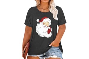 Christmas Shirts Women Plus Size Cute Santa Tees Shirt Xmas Holiday Tops