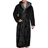 SlumberMee Mens Hooded Robe Heavyweight Plush Fleece Full Length Bathrobe | Premium Fluffy Soft &amp; Cozy Warm Long Luxury Housecoat Designer Robe for Men with Secure Sewn-in Belt, Straps and Deep Pockets